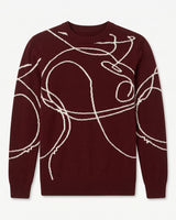 ZHILIFS | Men's Patterned Crew Neck Pullover — Wine red
