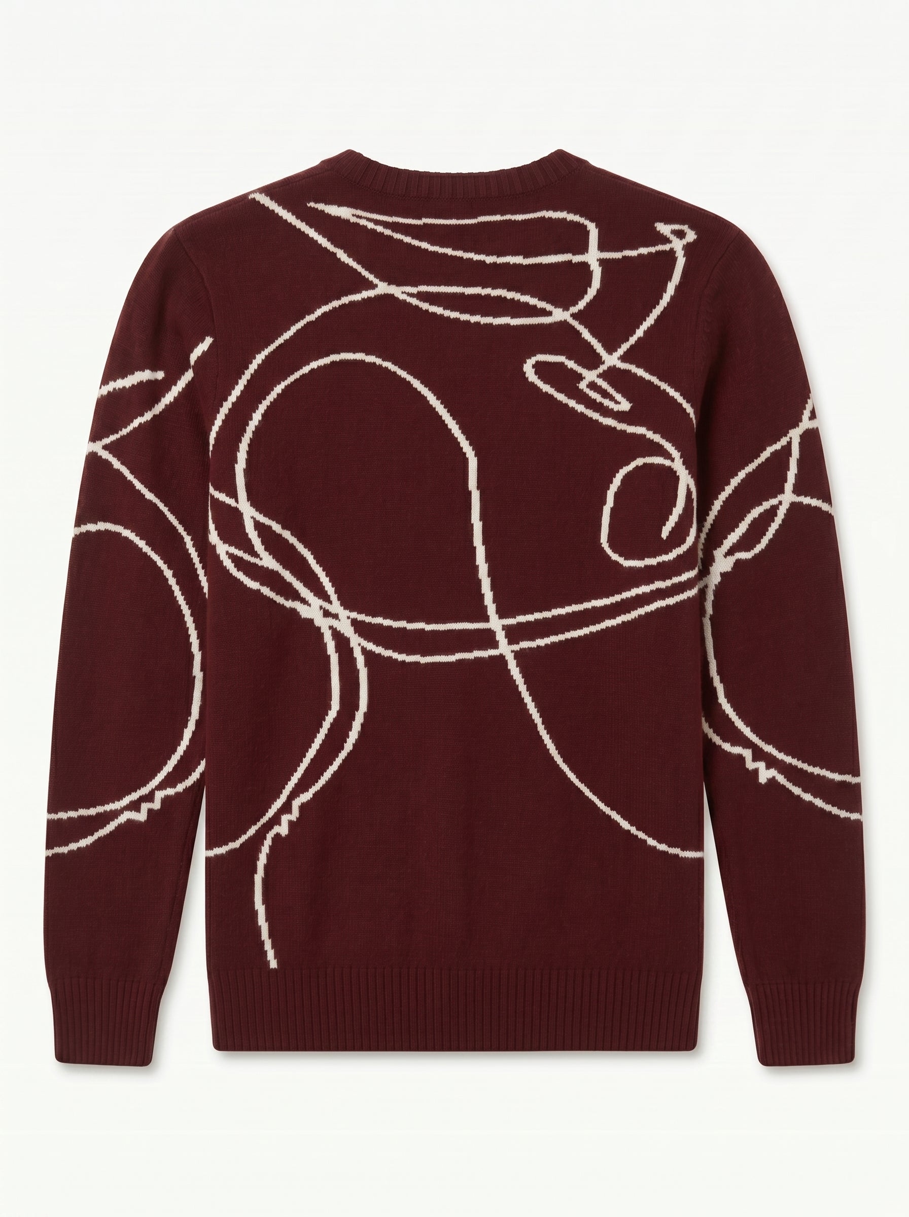 ZHILIFS | Men's Patterned Crew Neck Pullover — Wine red