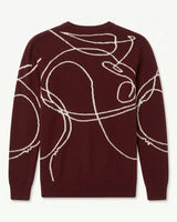 ZHILIFS | Men's Patterned Crew Neck Pullover — Wine red