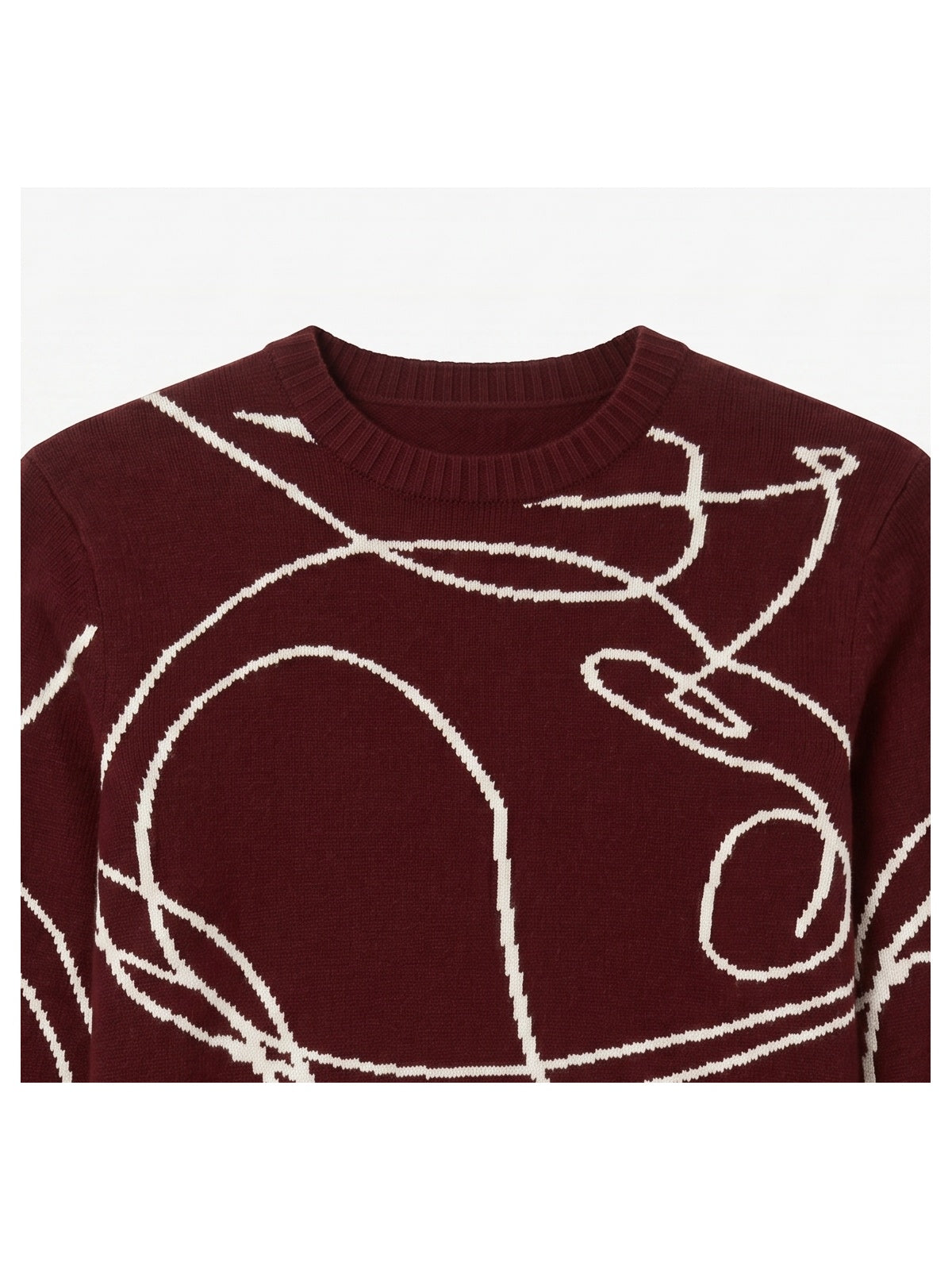 ZHILIFS | Men's Patterned Crew Neck Pullover — Wine red