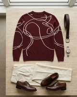 ZHILIFS | Men's Patterned Crew Neck Pullover — Wine red