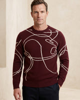 ZHILIFS | Men's Patterned Crew Neck Pullover — Wine red