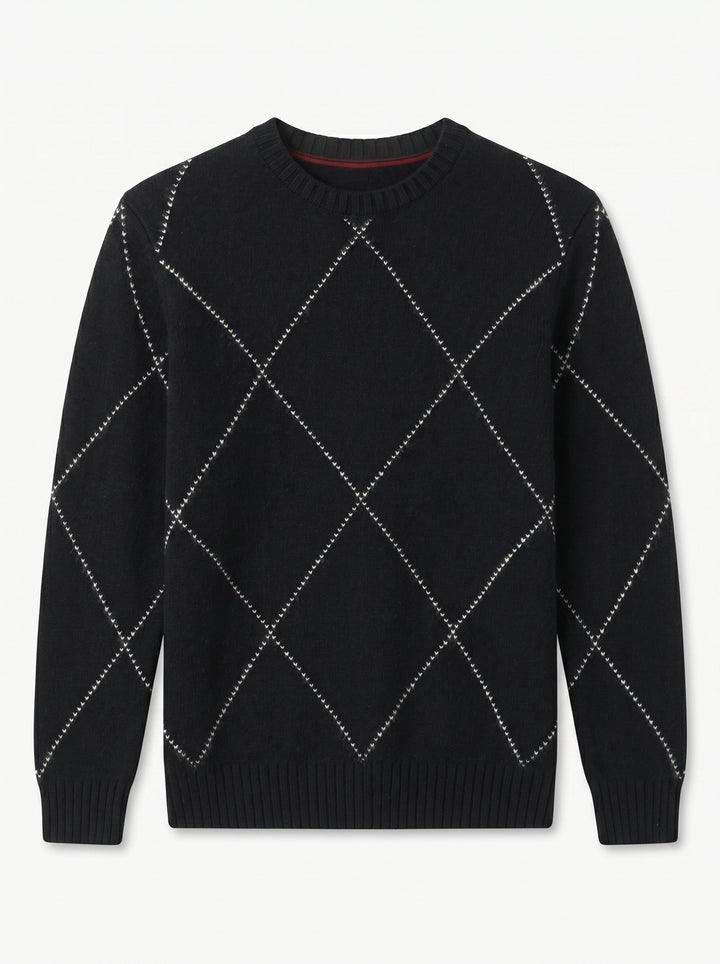 ZHILIFS | Men's Argyle Crew Neck Pullover alternate view