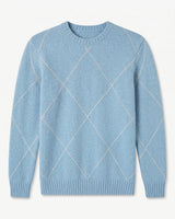 ZHILIFS | Men's Argyle Crew Neck Pullover — Sky blue