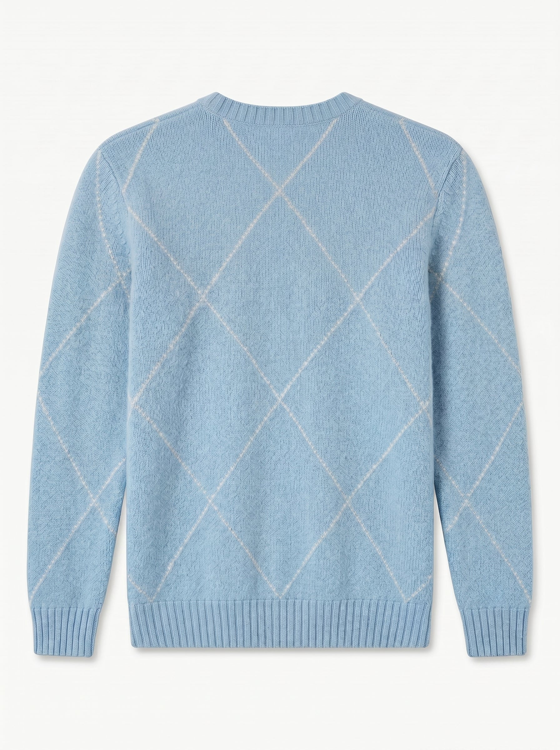 ZHILIFS | Men's Argyle Crew Neck Pullover — Sky blue