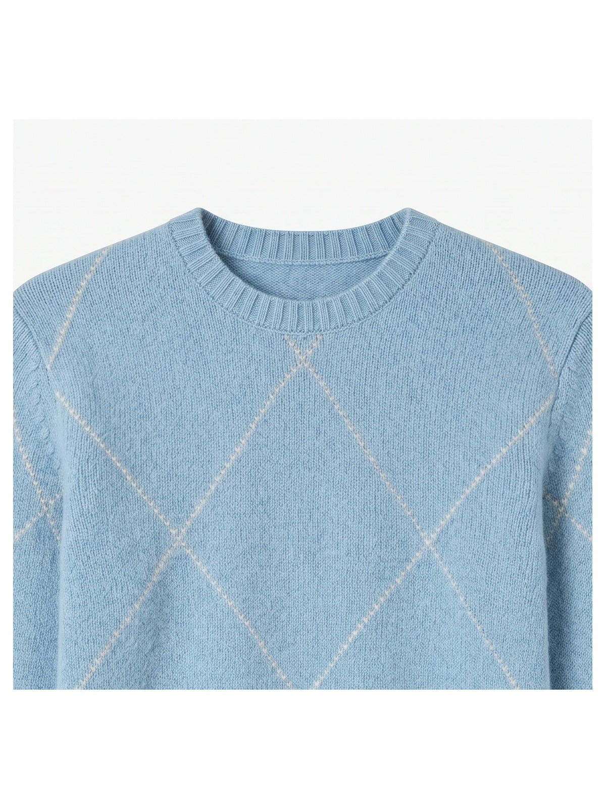 ZHILIFS | Men's Argyle Crew Neck Pullover — Sky blue