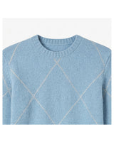 ZHILIFS | Men's Argyle Crew Neck Pullover — Sky blue