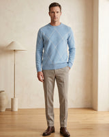 ZHILIFS | Men's Argyle Crew Neck Pullover — Sky blue