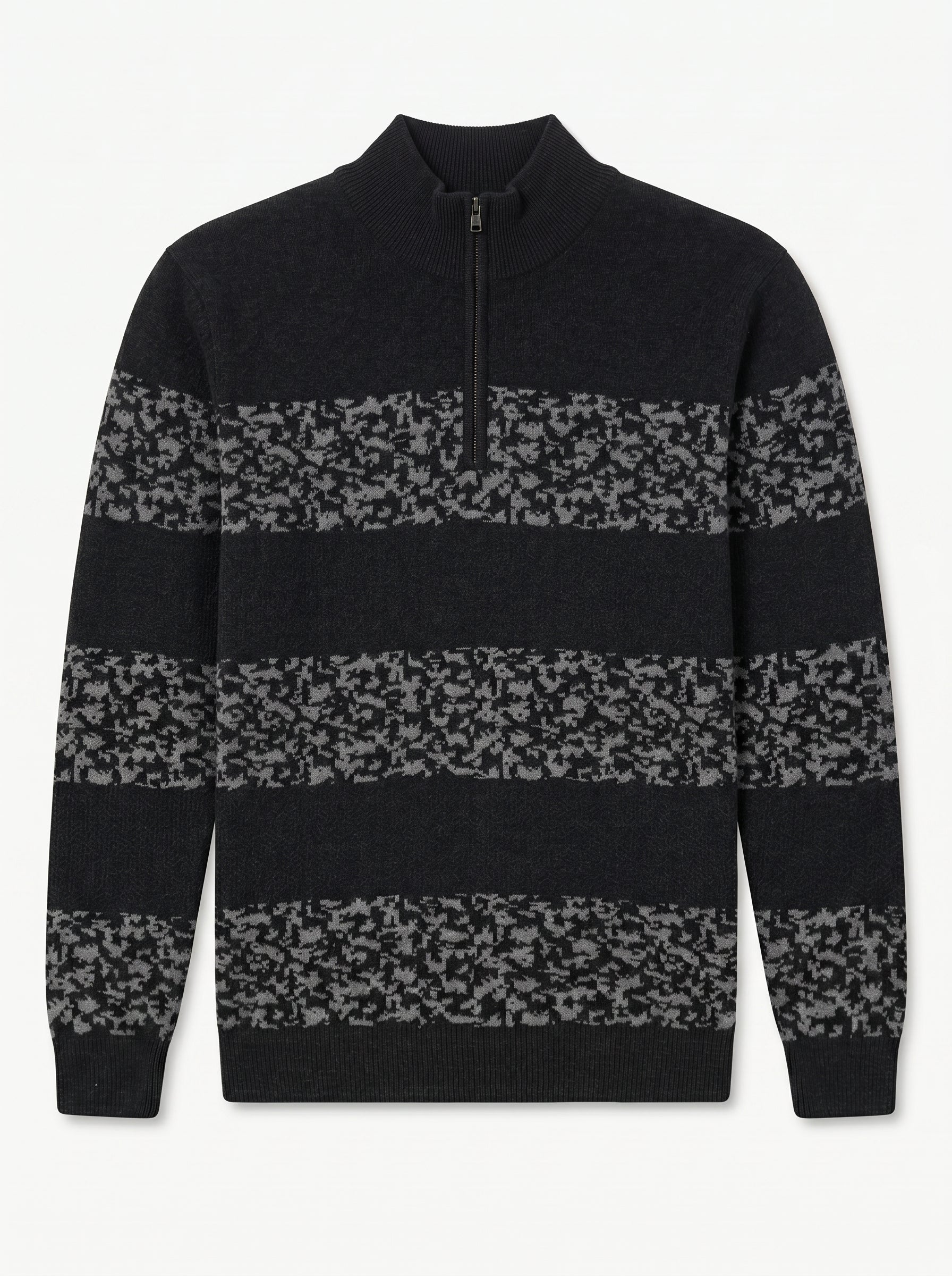 ZHILIFS | Men's Quarter Zip Mock Neck Pullover — Black