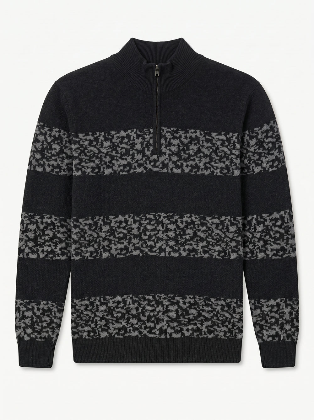 ZHILIFS | Men's Quarter Zip Mock Neck Pullover — Black