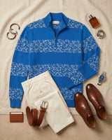 ZHILIFS | Men's Quarter Zip Mock Neck Pullover — Blue