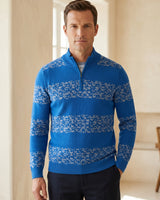 ZHILIFS | Men's Quarter Zip Mock Neck Pullover — Blue