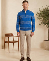 ZHILIFS | Men's Quarter Zip Mock Neck Pullover — Blue