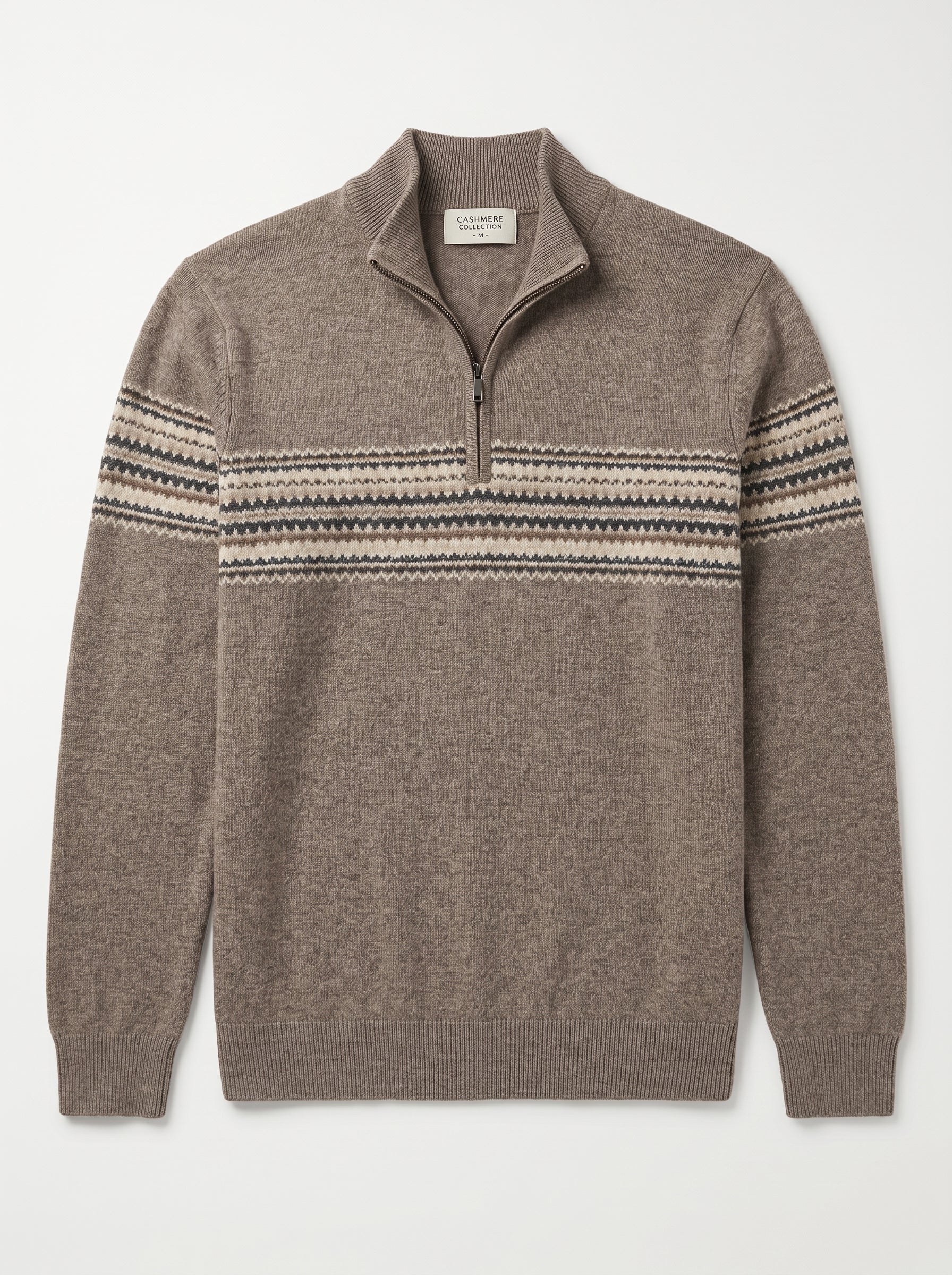ZHILIFS | Men's Quarter Zip Mock Neck Pullover — Brown