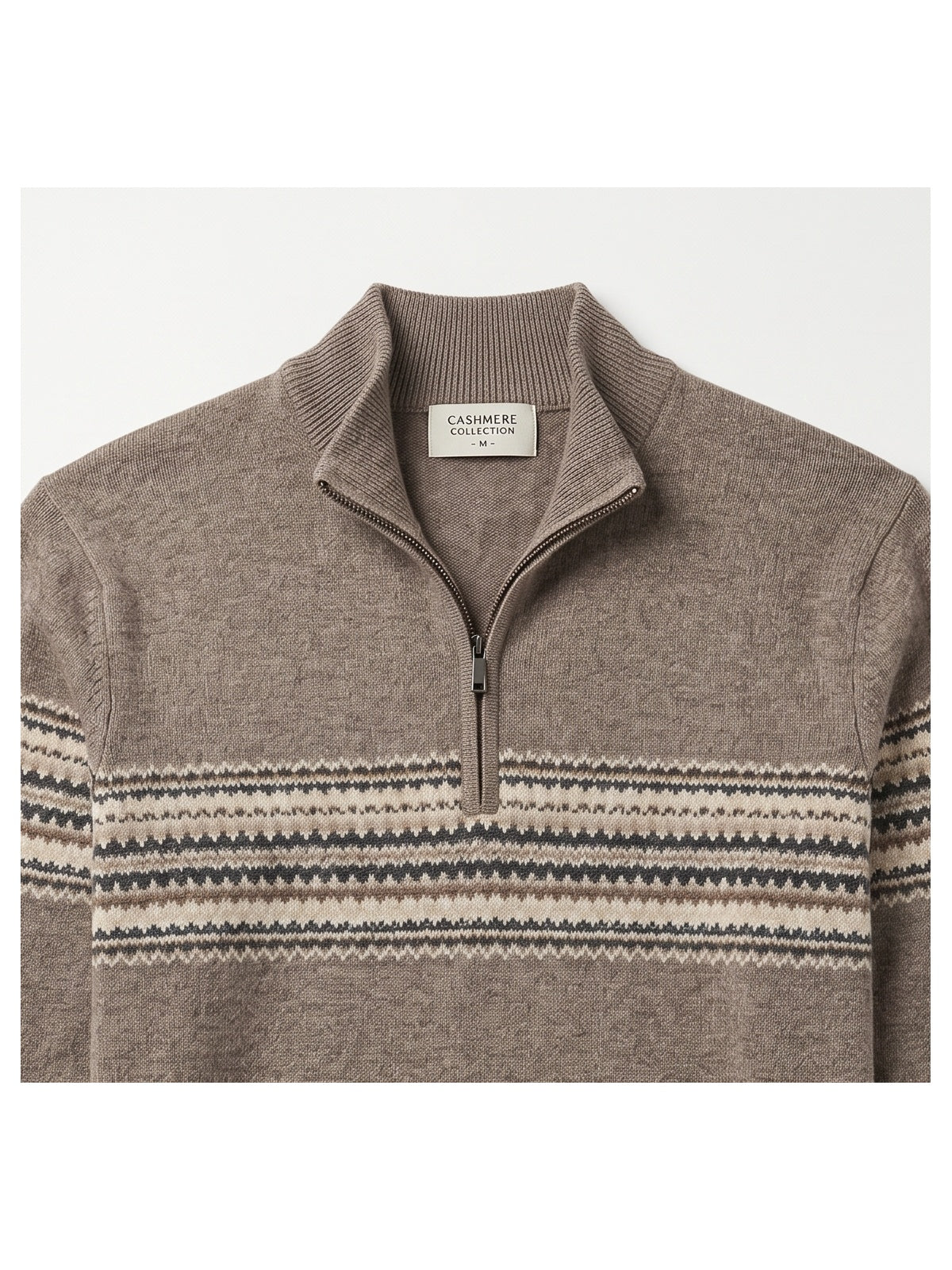 ZHILIFS | Men's Quarter Zip Mock Neck Pullover — Brown