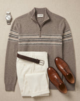 ZHILIFS | Men's Quarter Zip Mock Neck Pullover — Brown