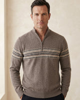 ZHILIFS | Men's Quarter Zip Mock Neck Pullover — Brown
