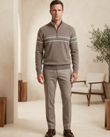 ZHILIFS | Men's Quarter Zip Mock Neck Pullover — Brown