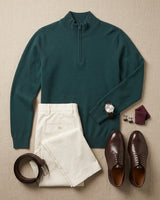 ZHILIFS | Men's Quarter Zip Mock Neck Pullover — Dark green