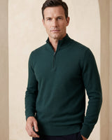 ZHILIFS | Men's Quarter Zip Mock Neck Pullover — Dark green