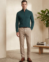 ZHILIFS | Men's Quarter Zip Mock Neck Pullover — Dark green