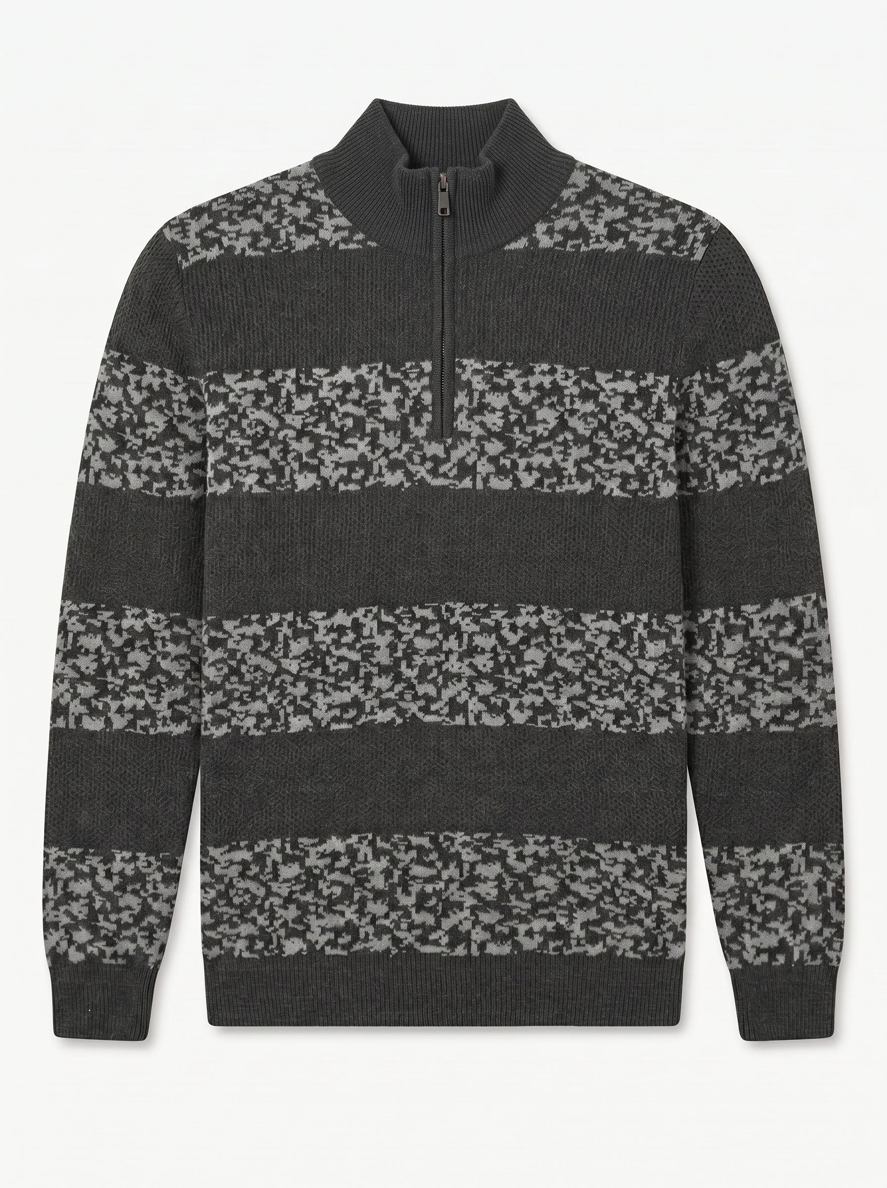 ZHILIFS | Men's Quarter Zip Mock Neck Pullover — Grey
