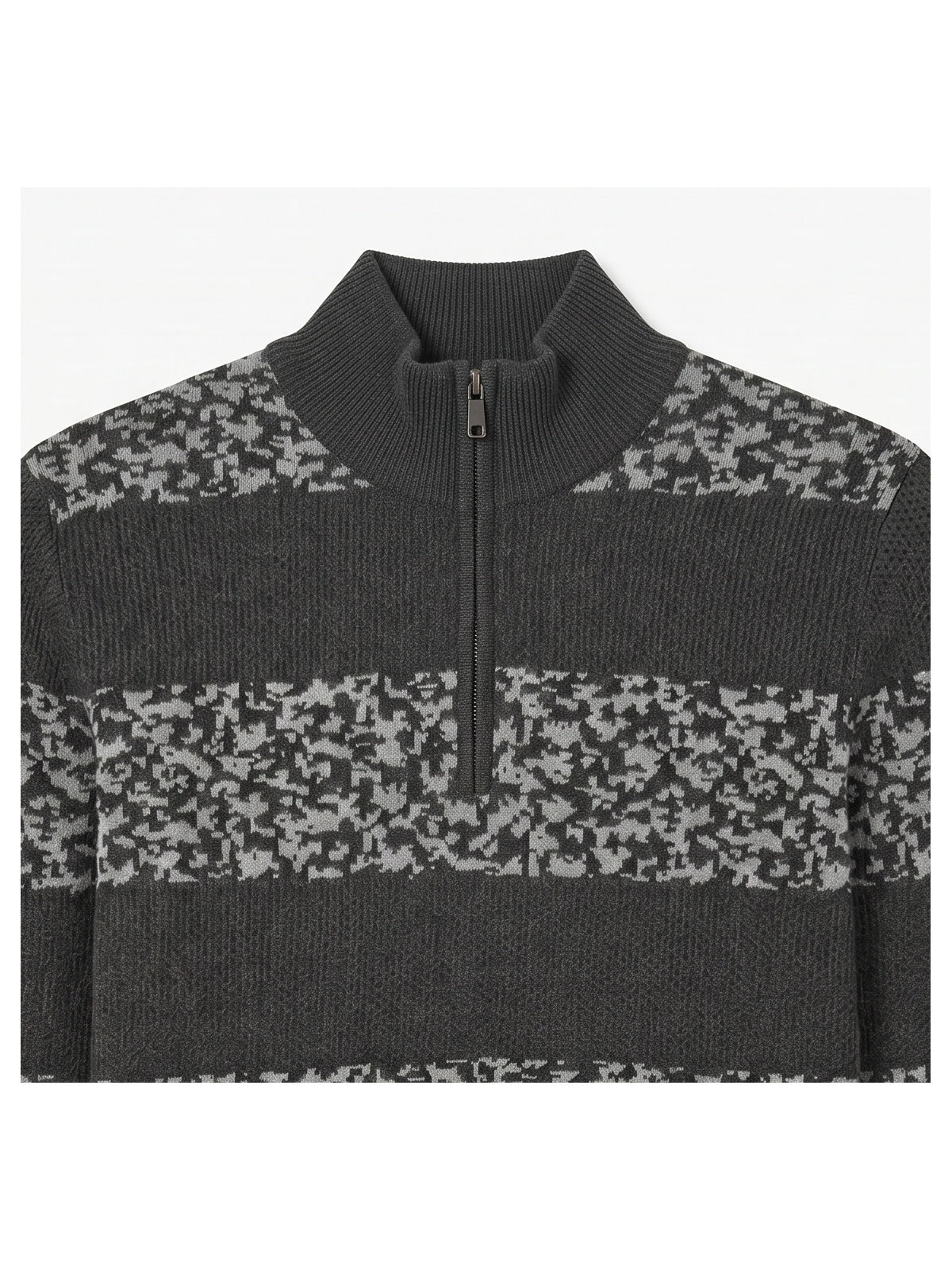 ZHILIFS | Men's Quarter Zip Mock Neck Pullover — Grey