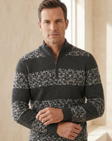 ZHILIFS | Men's Quarter Zip Mock Neck Pullover — Grey
