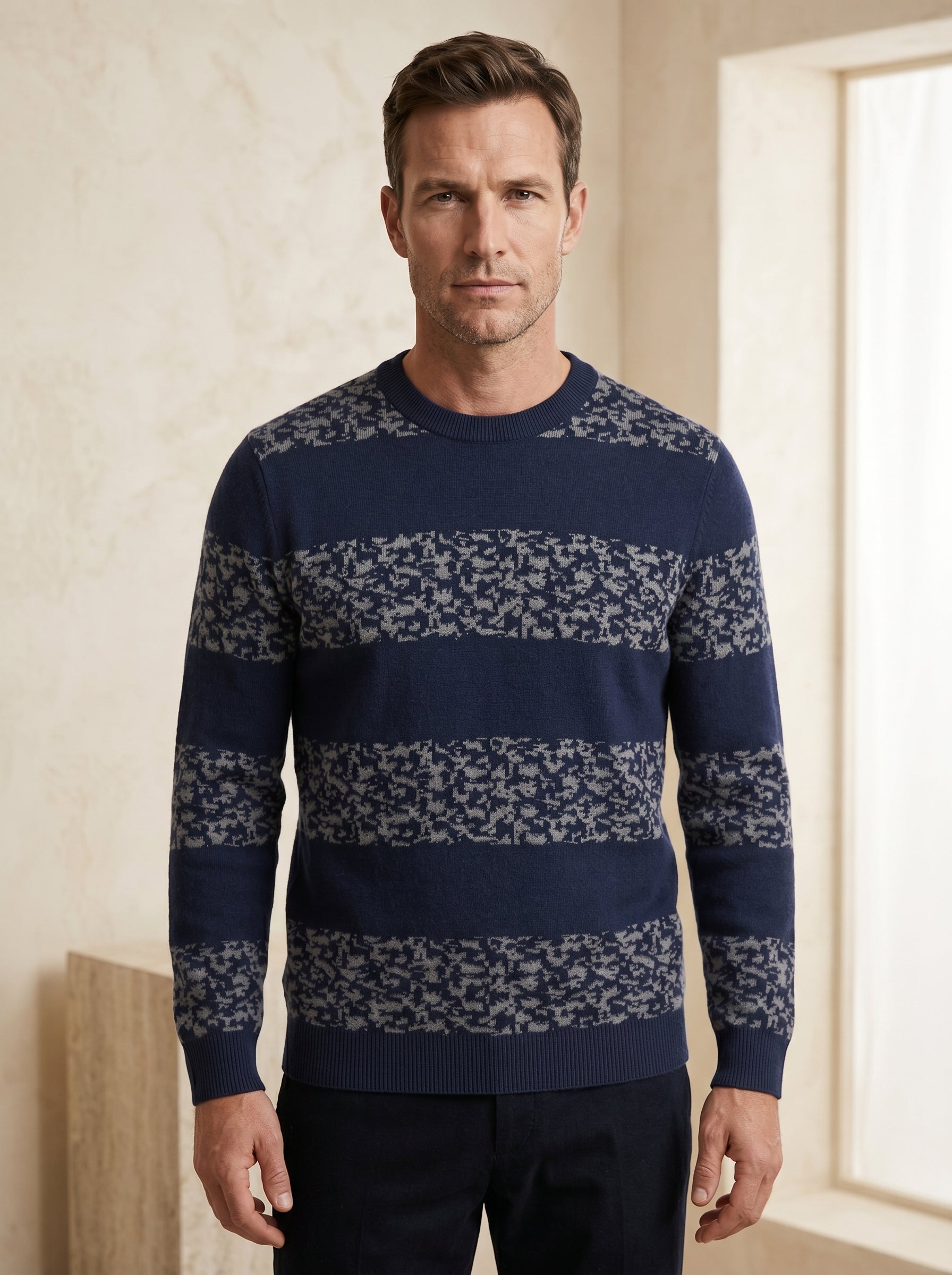ZHILIFS | Men's Quarter Zip Mock Neck Pullover — Navy