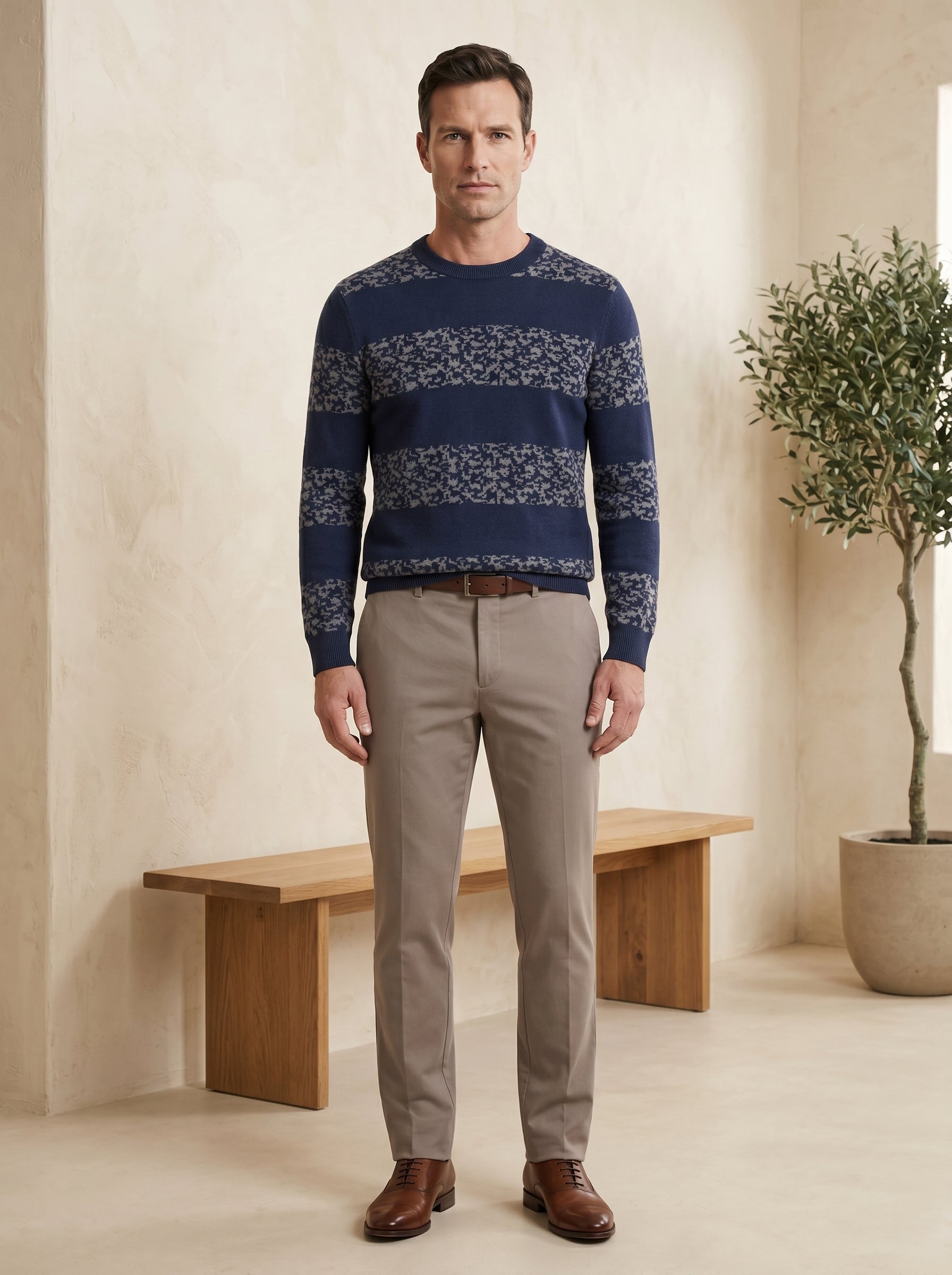 ZHILIFS | Men's Quarter Zip Mock Neck Pullover — Navy