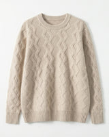 ZHILIFS | Men's Cable Crew Neck Pullover — Beige