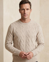 ZHILIFS | Men's Cable Crew Neck Pullover — Beige
