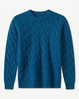 ZHILIFS | Men's Cable Crew Neck Pullover — Blue