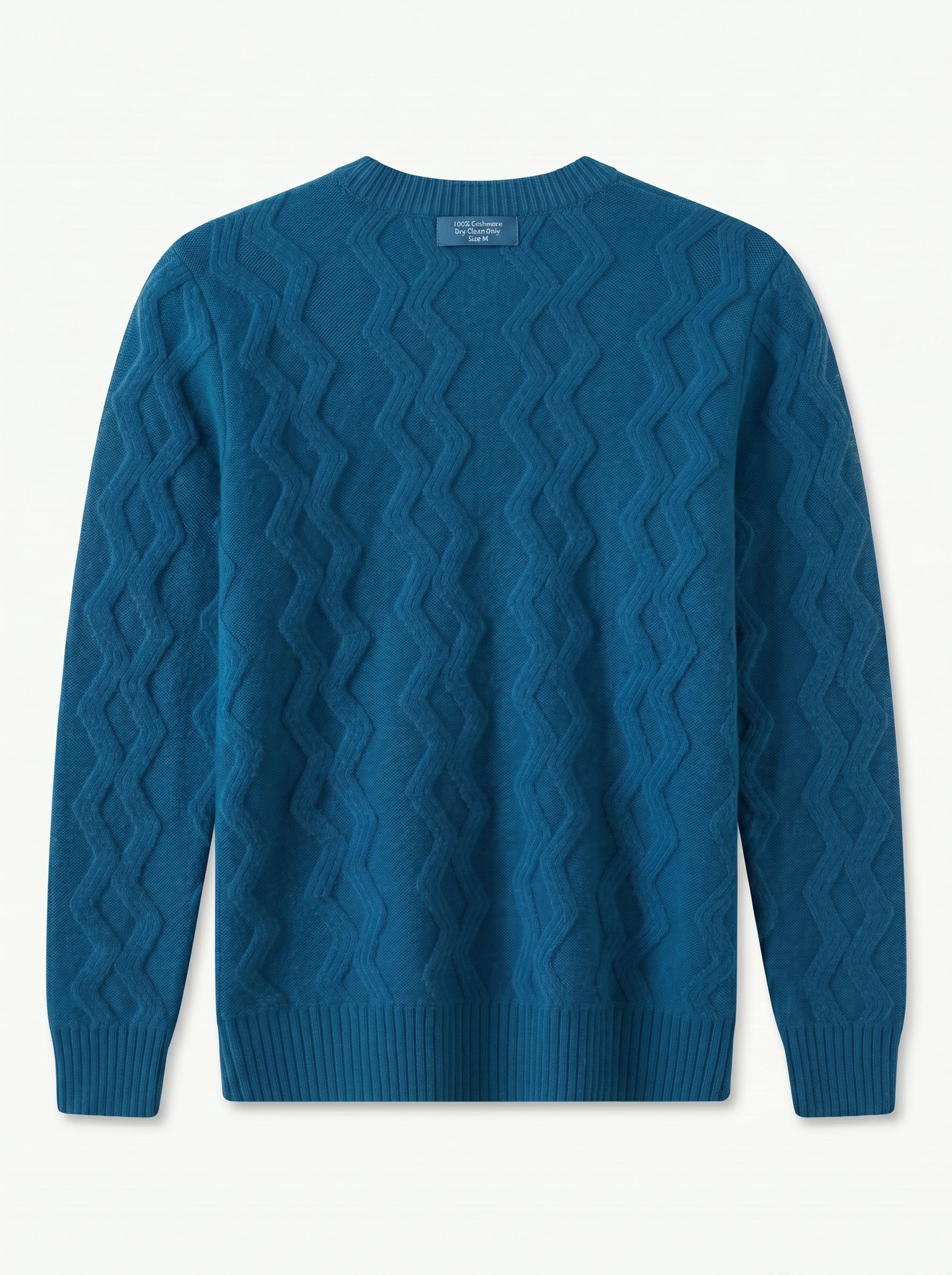 ZHILIFS | Men's Cable Crew Neck Pullover — Blue