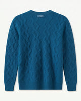 ZHILIFS | Men's Cable Crew Neck Pullover — Blue
