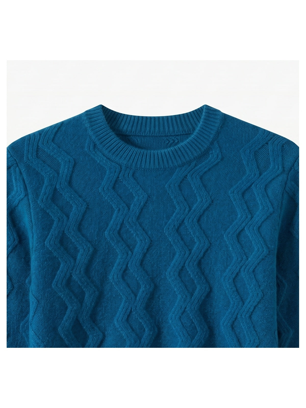 ZHILIFS | Men's Cable Crew Neck Pullover — Blue