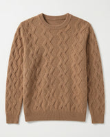 ZHILIFS | Men's Cable Crew Neck Pullover — Brown
