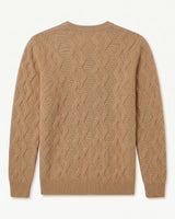 ZHILIFS | Men's Cable Crew Neck Pullover — Camel