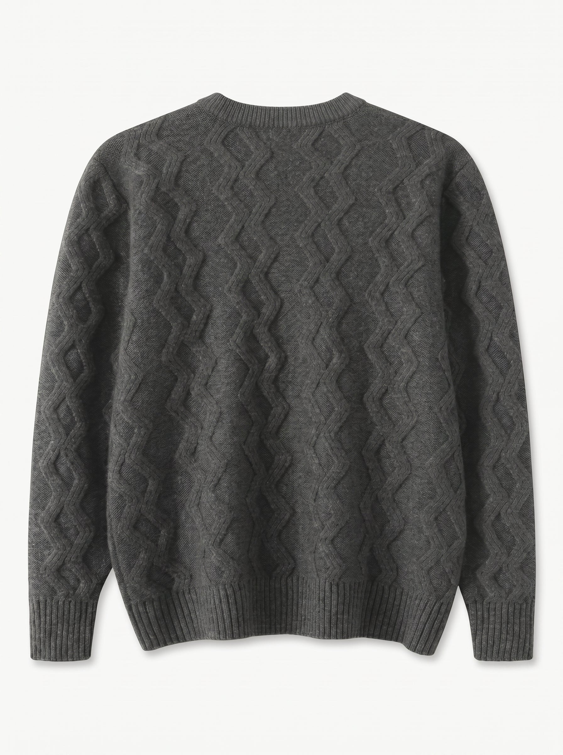 ZHILIFS | Men's Cable Crew Neck Pullover — Dark grey