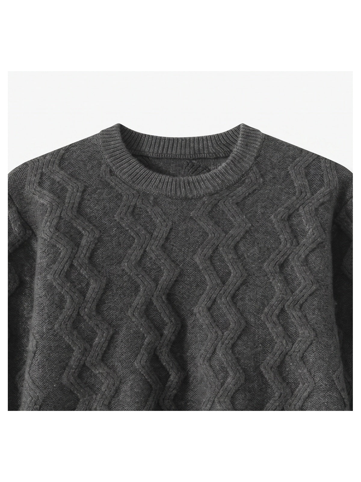 ZHILIFS | Men's Cable Crew Neck Pullover — Dark grey