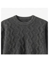 ZHILIFS | Men's Cable Crew Neck Pullover — Dark grey