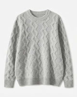 ZHILIFS | Men's Cable Crew Neck Pullover — Grey