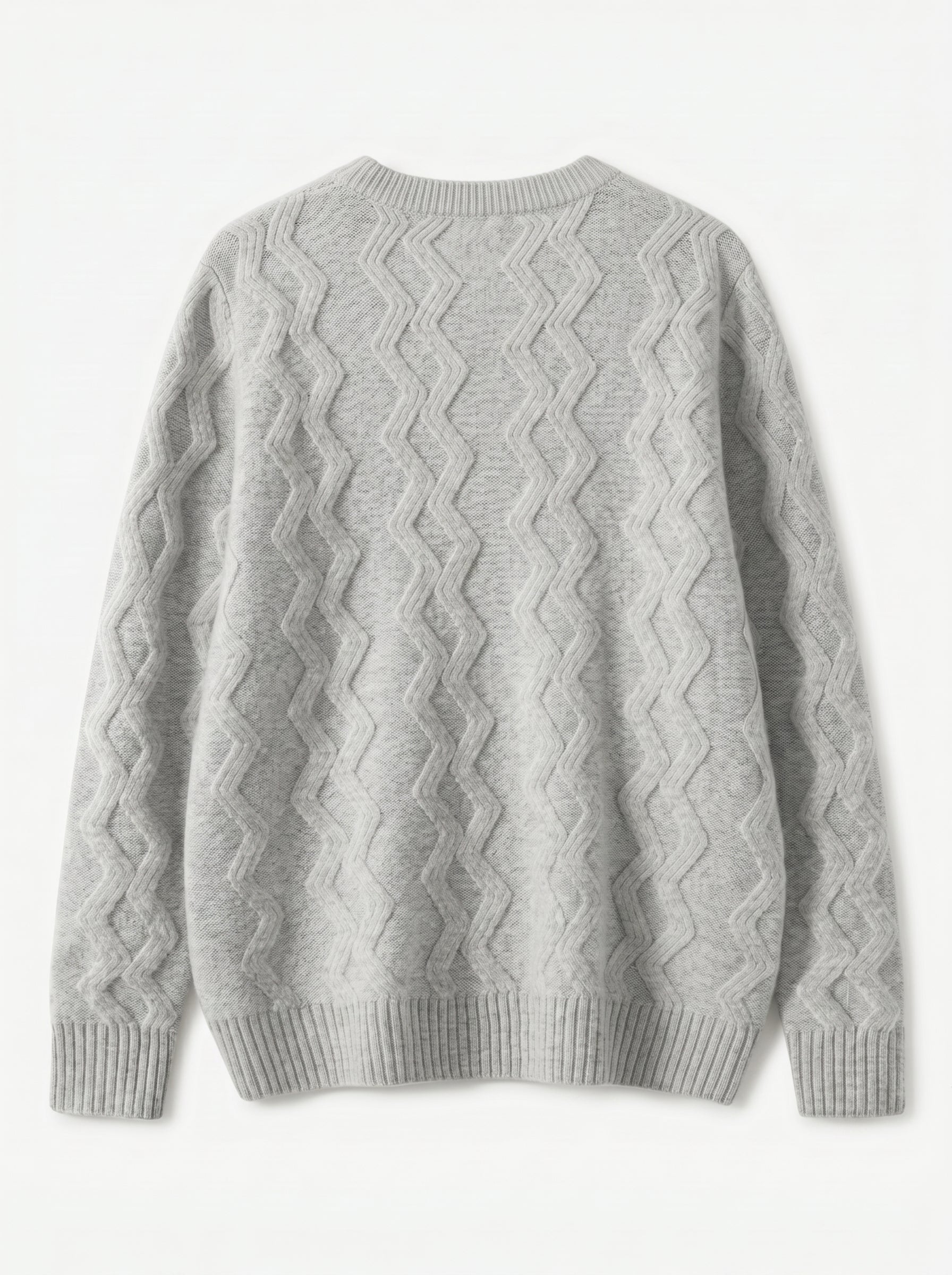 ZHILIFS | Men's Cable Crew Neck Pullover — Grey