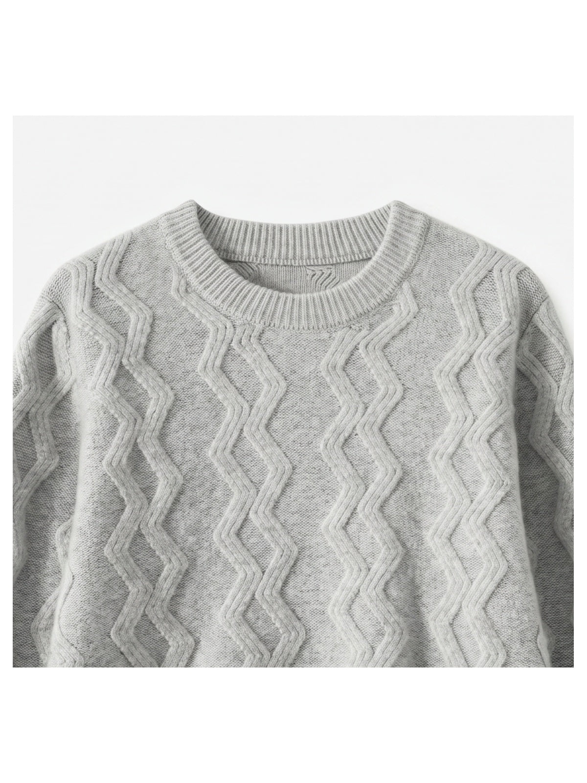 ZHILIFS | Men's Cable Crew Neck Pullover — Grey