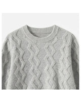 ZHILIFS | Men's Cable Crew Neck Pullover — Grey