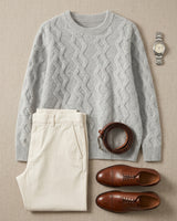 ZHILIFS | Men's Cable Crew Neck Pullover — Grey