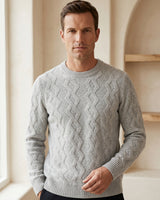 ZHILIFS | Men's Cable Crew Neck Pullover — Grey