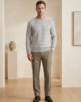 ZHILIFS | Men's Cable Crew Neck Pullover — Grey
