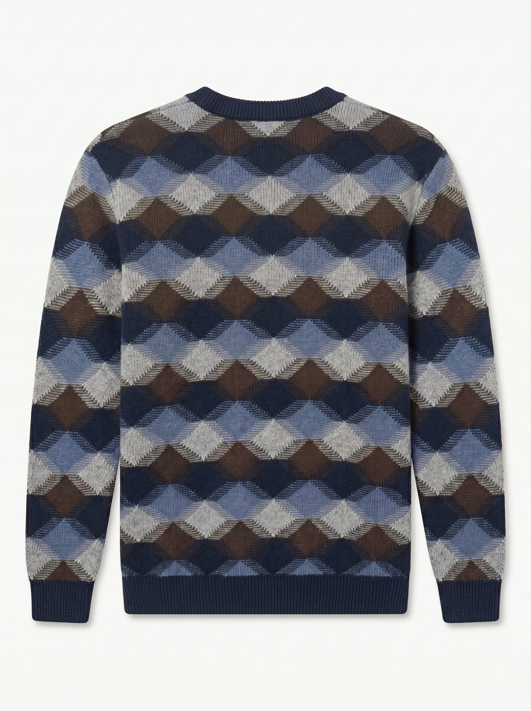 ZHILIFS | Men's Patterned Crew Neck Pullover — Blue