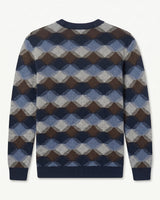 ZHILIFS | Men's Patterned Crew Neck Pullover — Blue